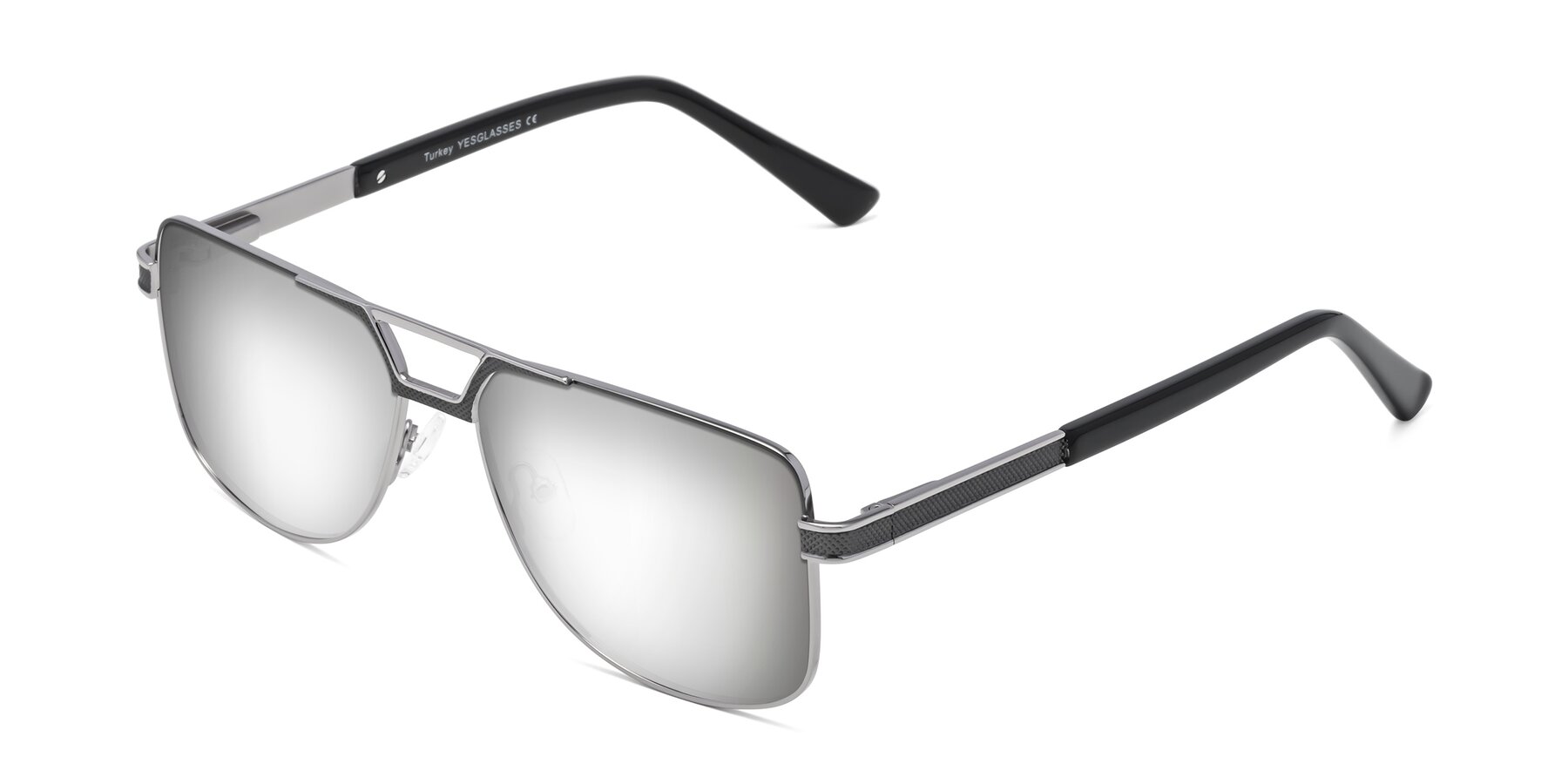 Angle of Turkey in Gray-Gunmetal with Silver Mirrored Lenses