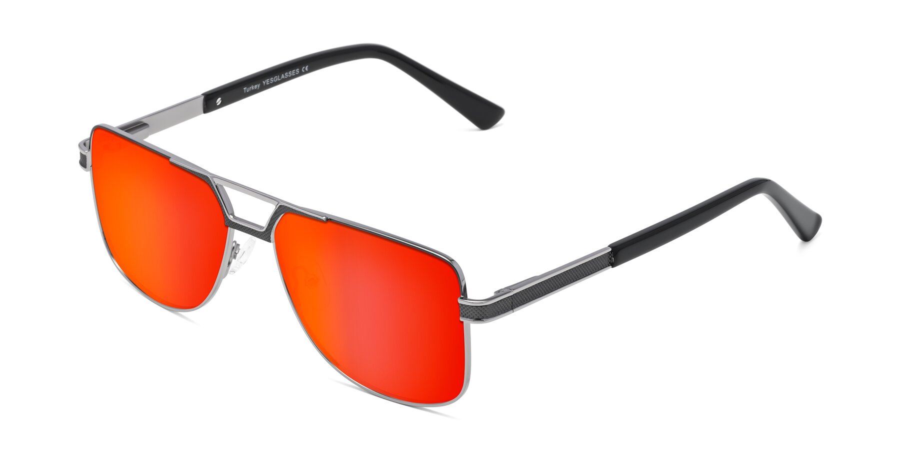 Angle of Turkey in Gray-Gunmetal with Red Gold Mirrored Lenses