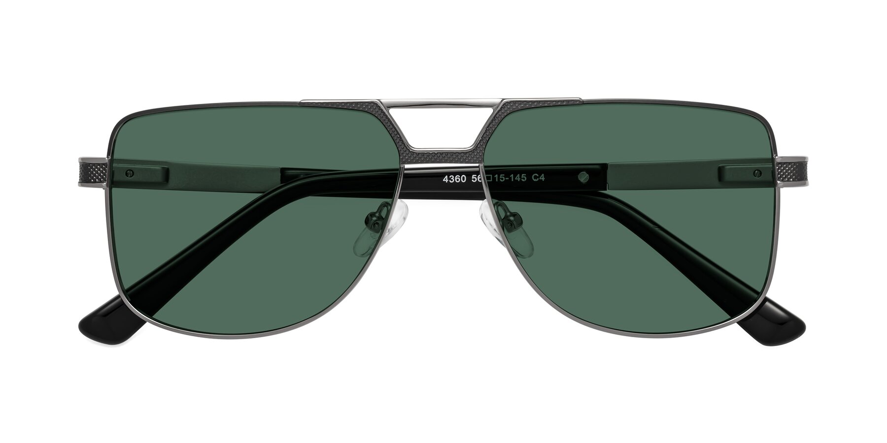 Folded Front of Turkey in Gray-Gunmetal with Green Polarized Lenses