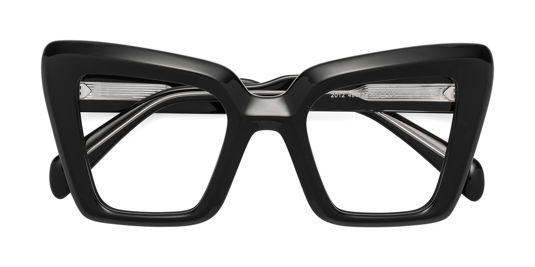 Folded Front of Swan in Black with Clear Blue Light Blocking Lenses