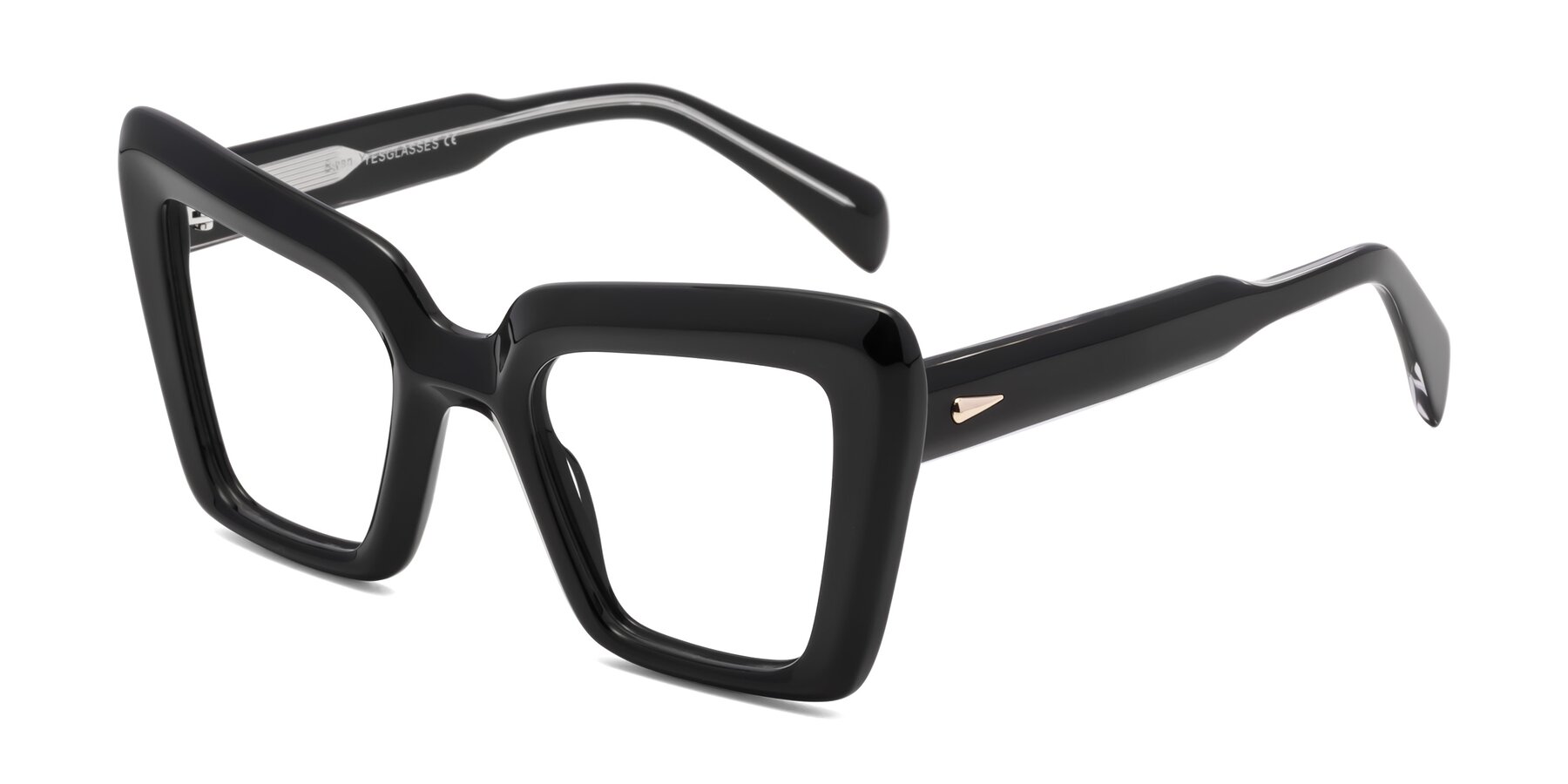 Angle of Swan in Black with Clear Reading Eyeglass Lenses