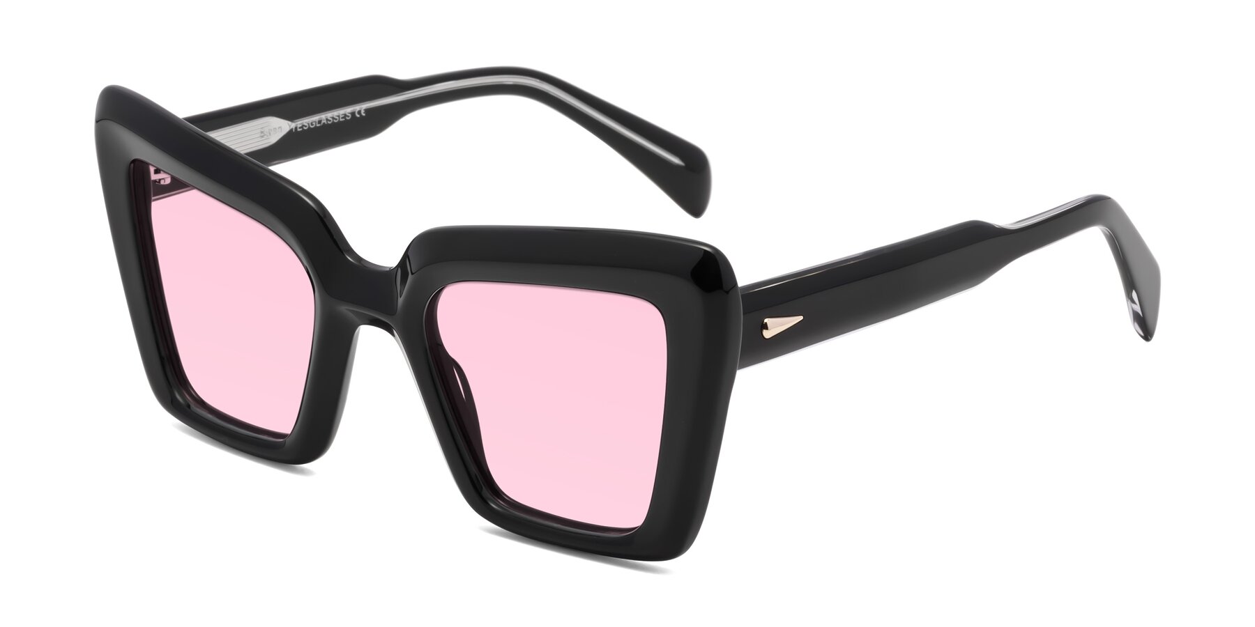 Angle of Swan in Black with Light Pink Tinted Lenses