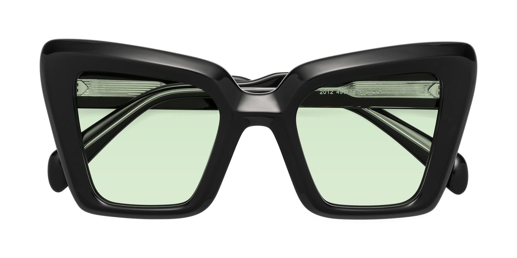 Folded Front of Swan in Black with Light Green Tinted Lenses