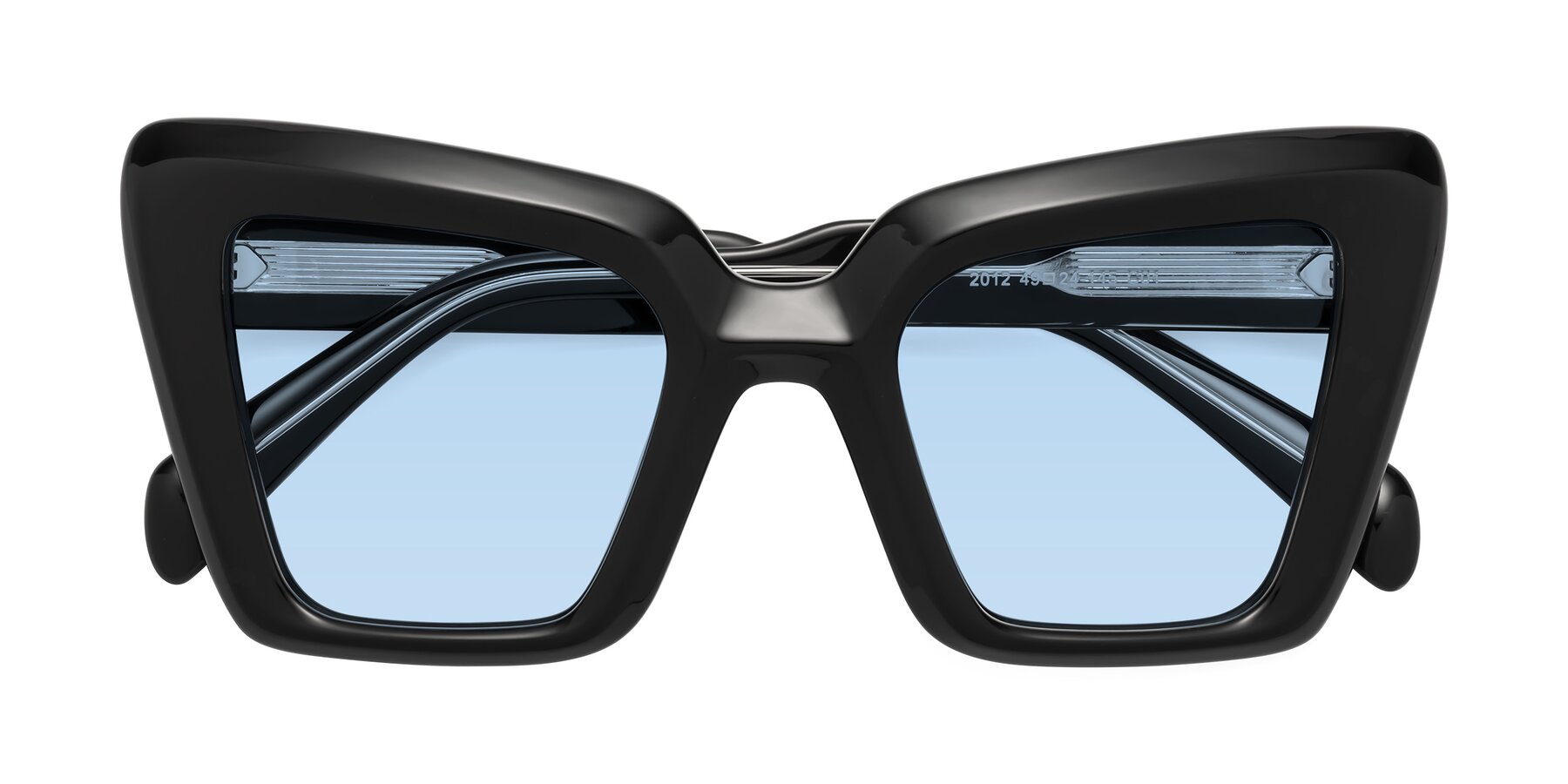 Folded Front of Swan in Black with Light Blue Tinted Lenses