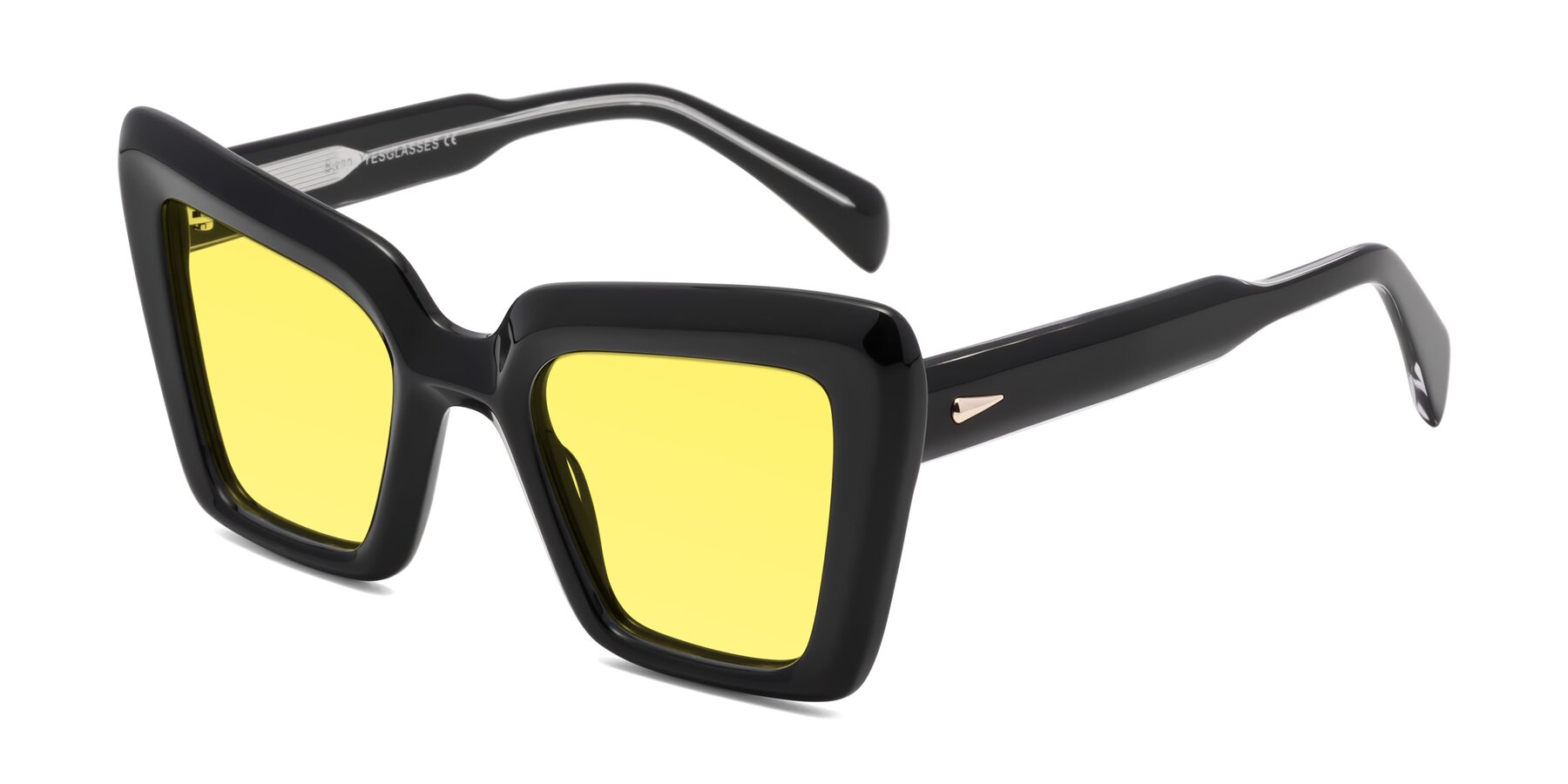 Angle of Swan in Black with Medium Yellow Tinted Lenses