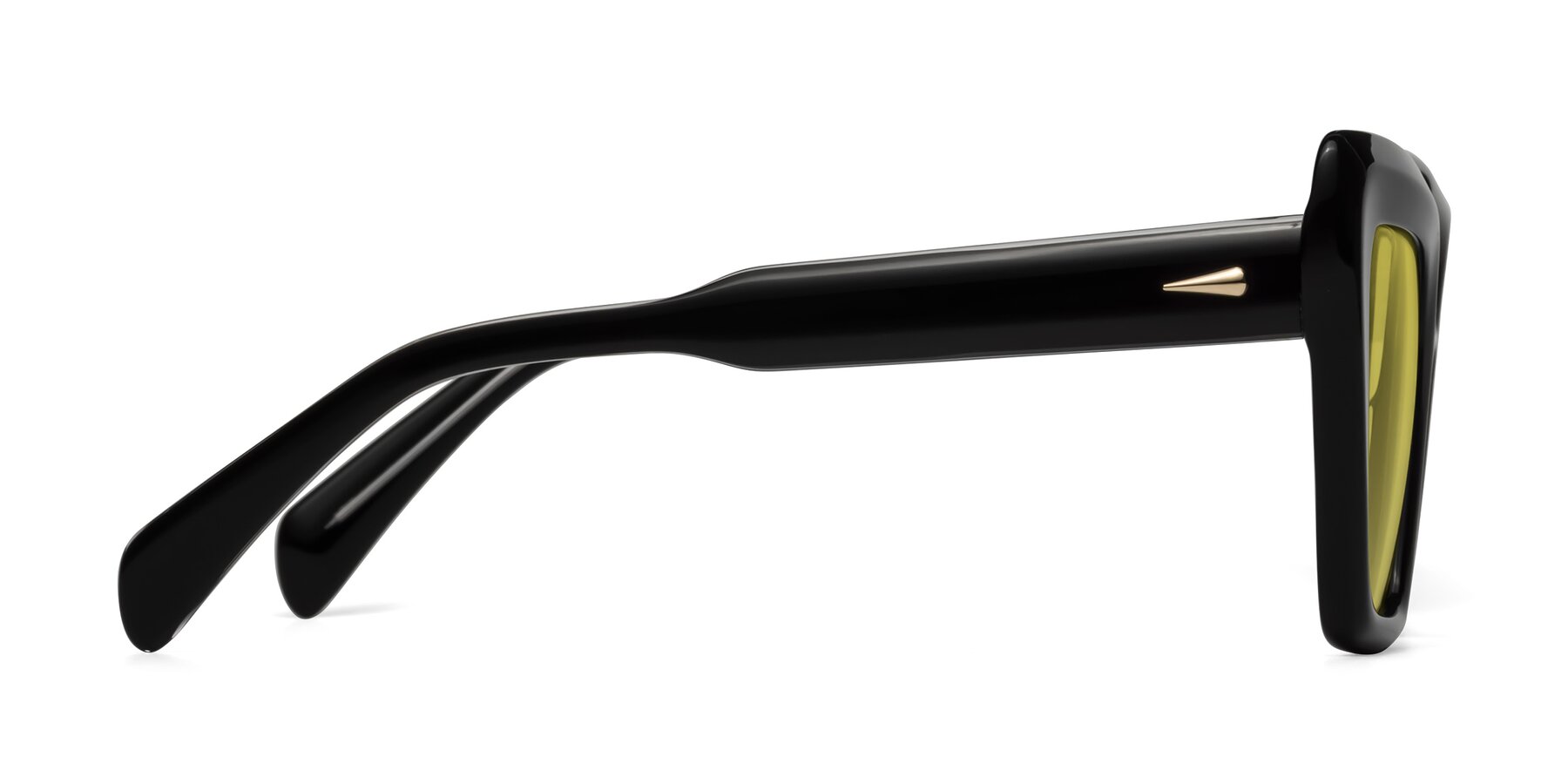 Side of Swan in Black with Medium Yellow Tinted Lenses