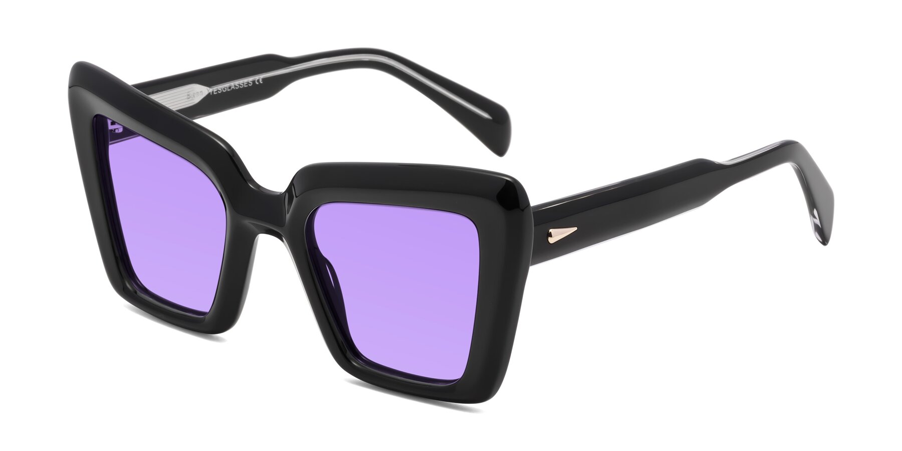 Angle of Swan in Black with Medium Purple Tinted Lenses