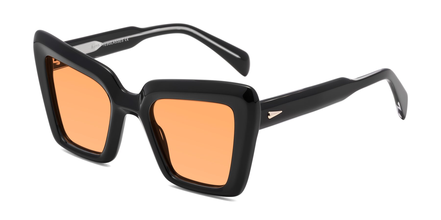 Angle of Swan in Black with Medium Orange Tinted Lenses