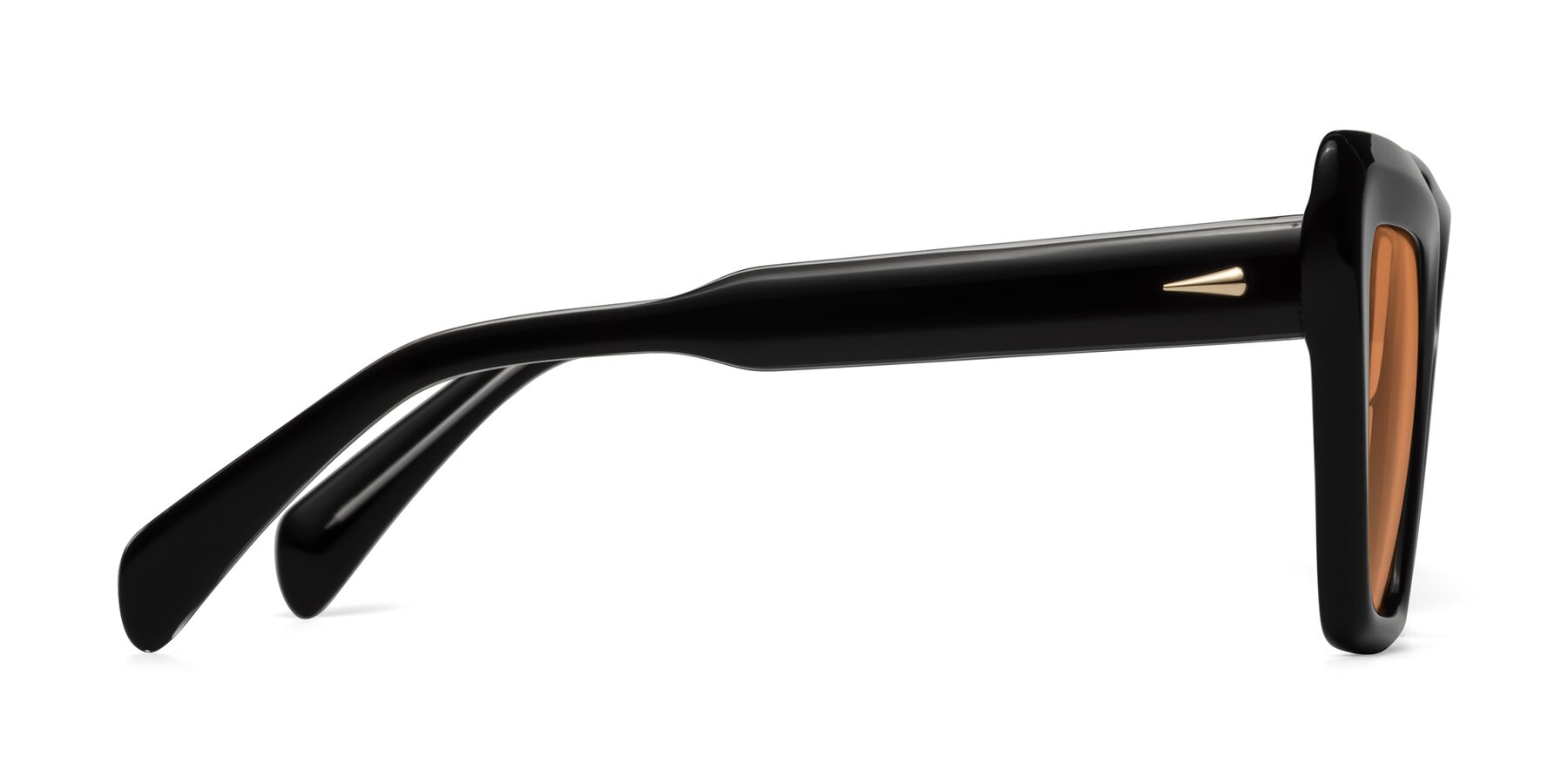 Side of Swan in Black with Medium Orange Tinted Lenses