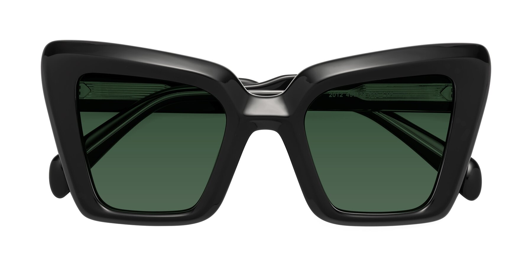 Folded Front of Swan in Black with Green Tinted Lenses