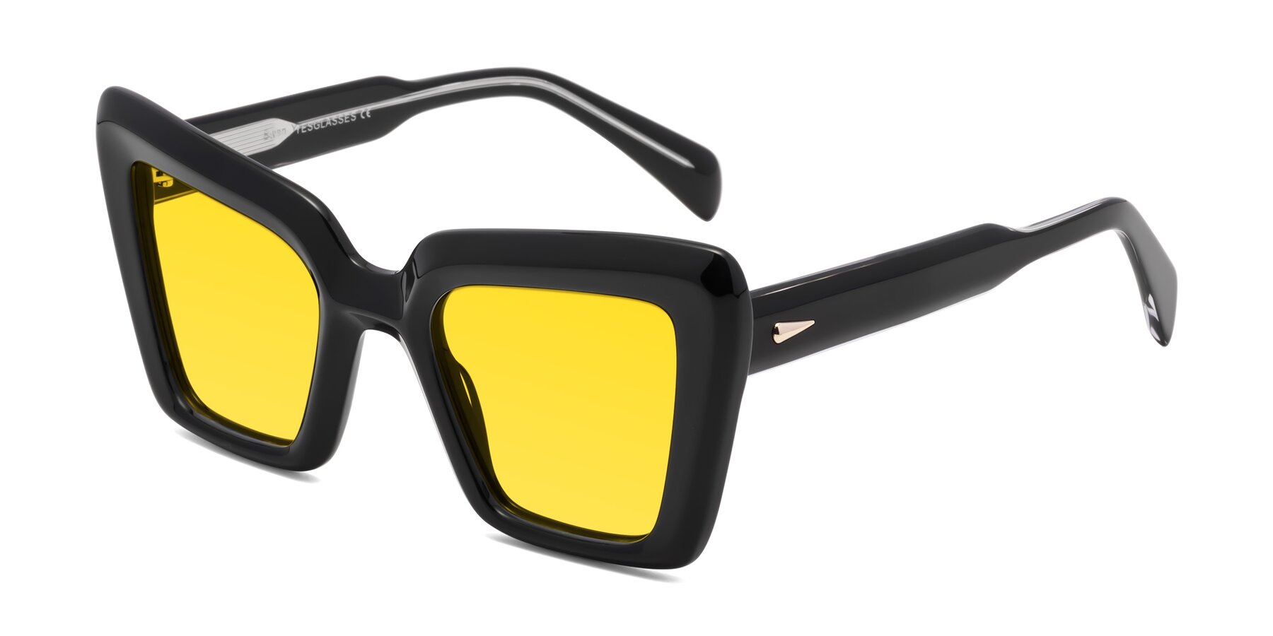 Angle of Swan in Black with Yellow Tinted Lenses