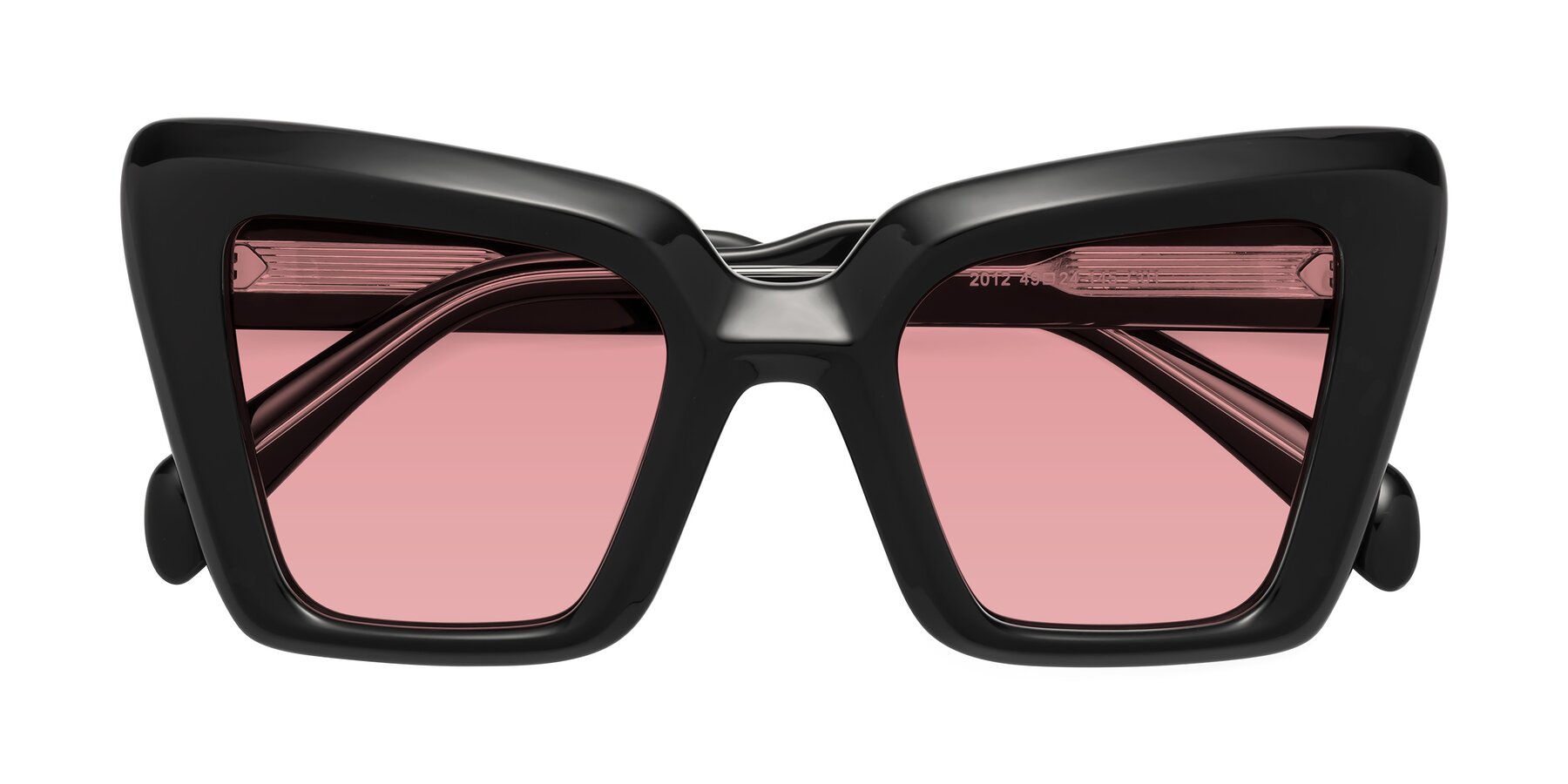 Folded Front of Swan in Black with Medium Garnet Tinted Lenses