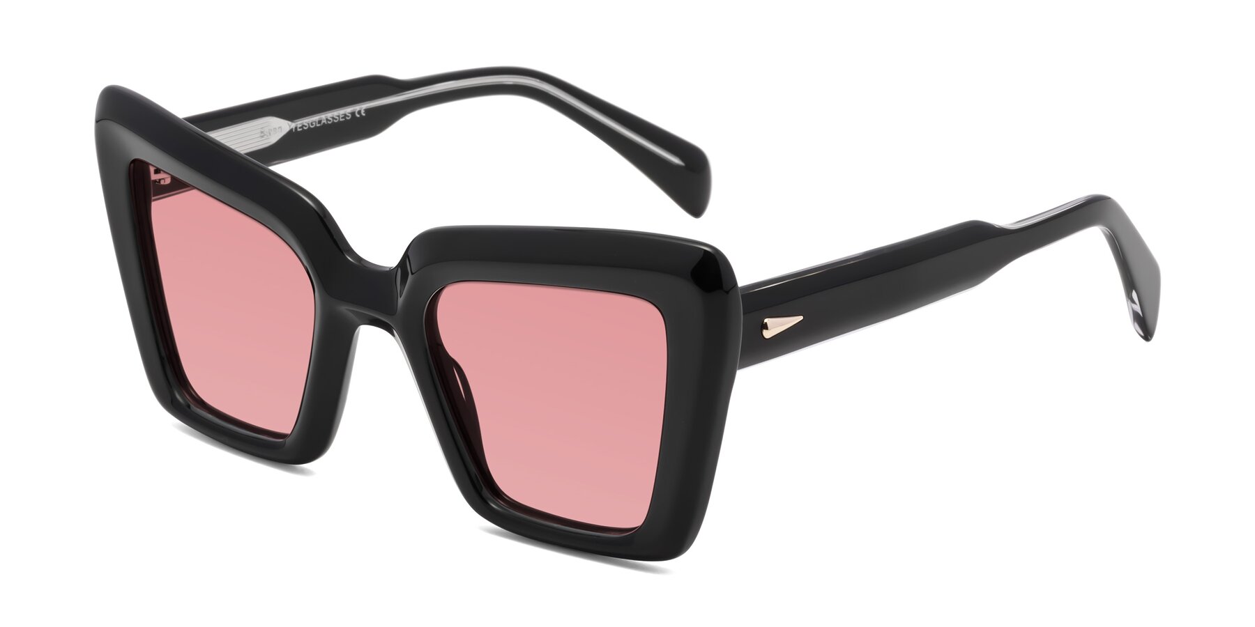 Angle of Swan in Black with Medium Garnet Tinted Lenses