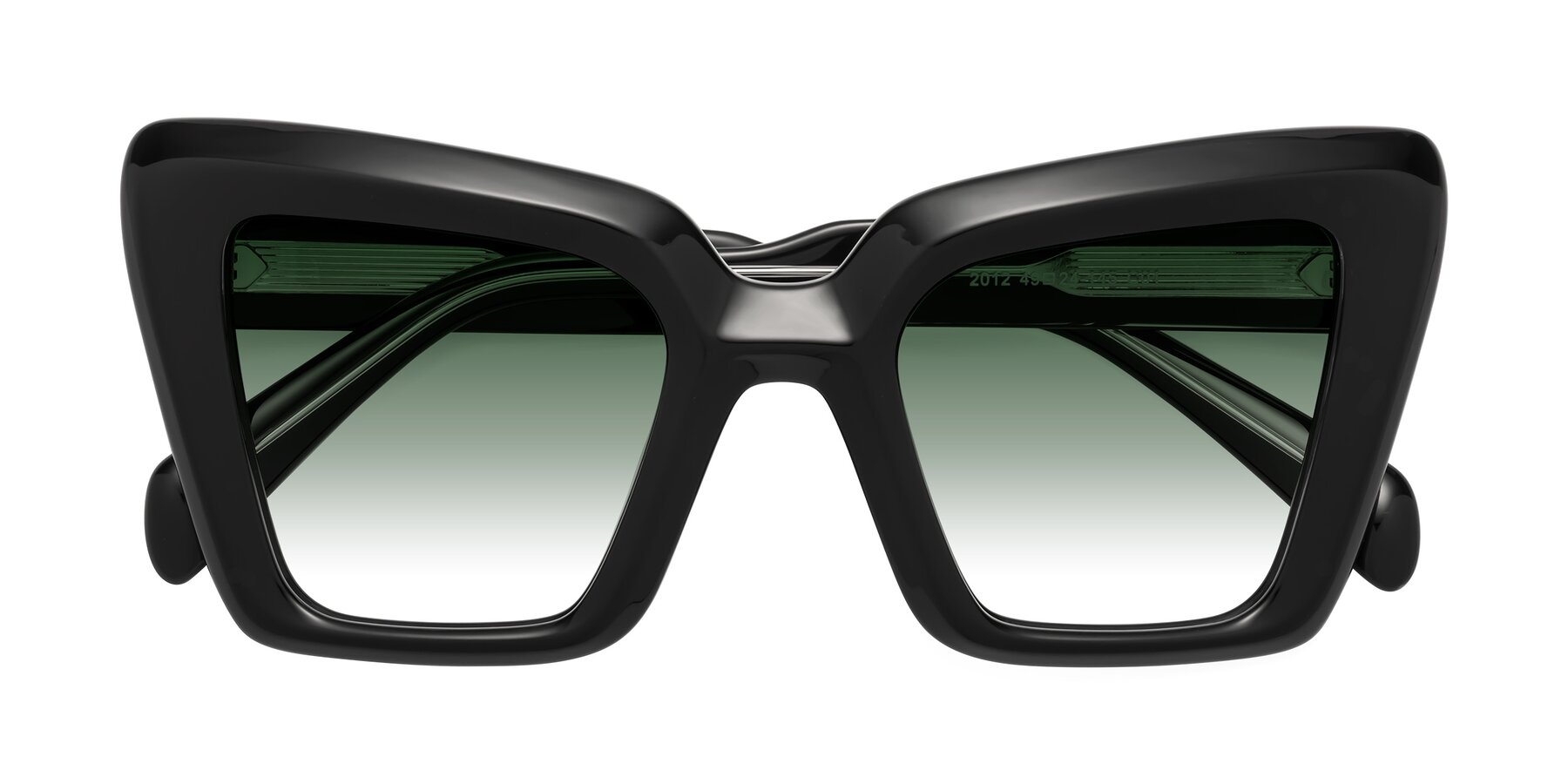 Folded Front of Swan in Black with Green Gradient Lenses