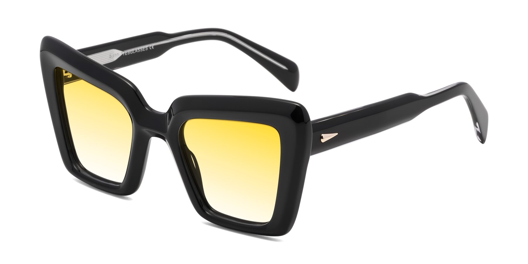 Angle of Swan in Black with Yellow Gradient Lenses