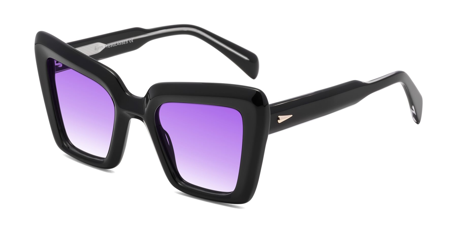 Angle of Swan in Black with Purple Gradient Lenses