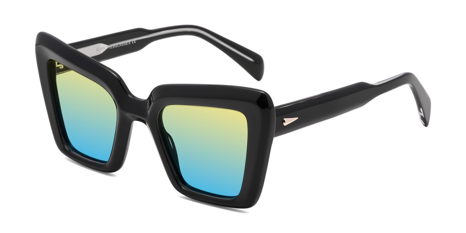Angle of Swan in Black with Yellow / Blue Gradient Lenses