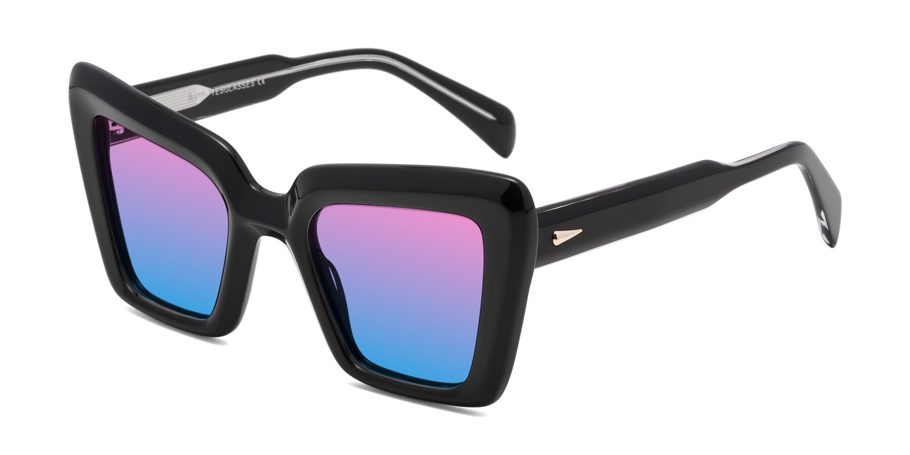Angle of Swan in Black with Pink / Blue Gradient Lenses