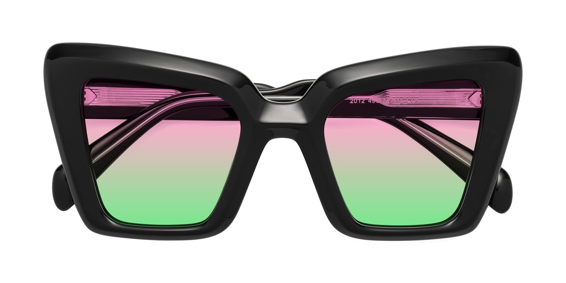 Folded Front of Swan in Black with Pink / Green Gradient Lenses