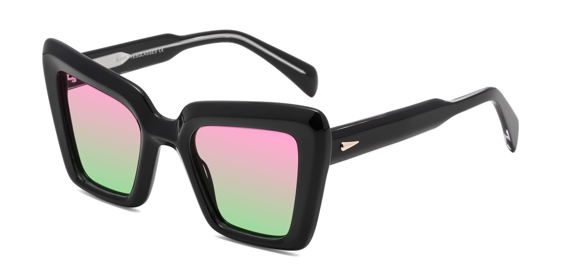 Angle of Swan in Black with Pink / Green Gradient Lenses