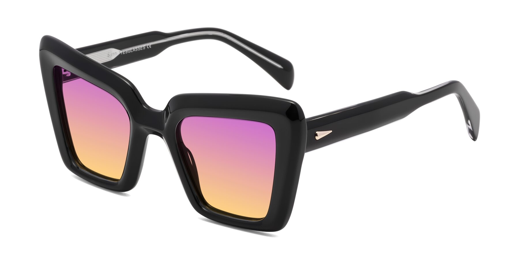 Angle of Swan in Black with Purple / Yellow Gradient Lenses