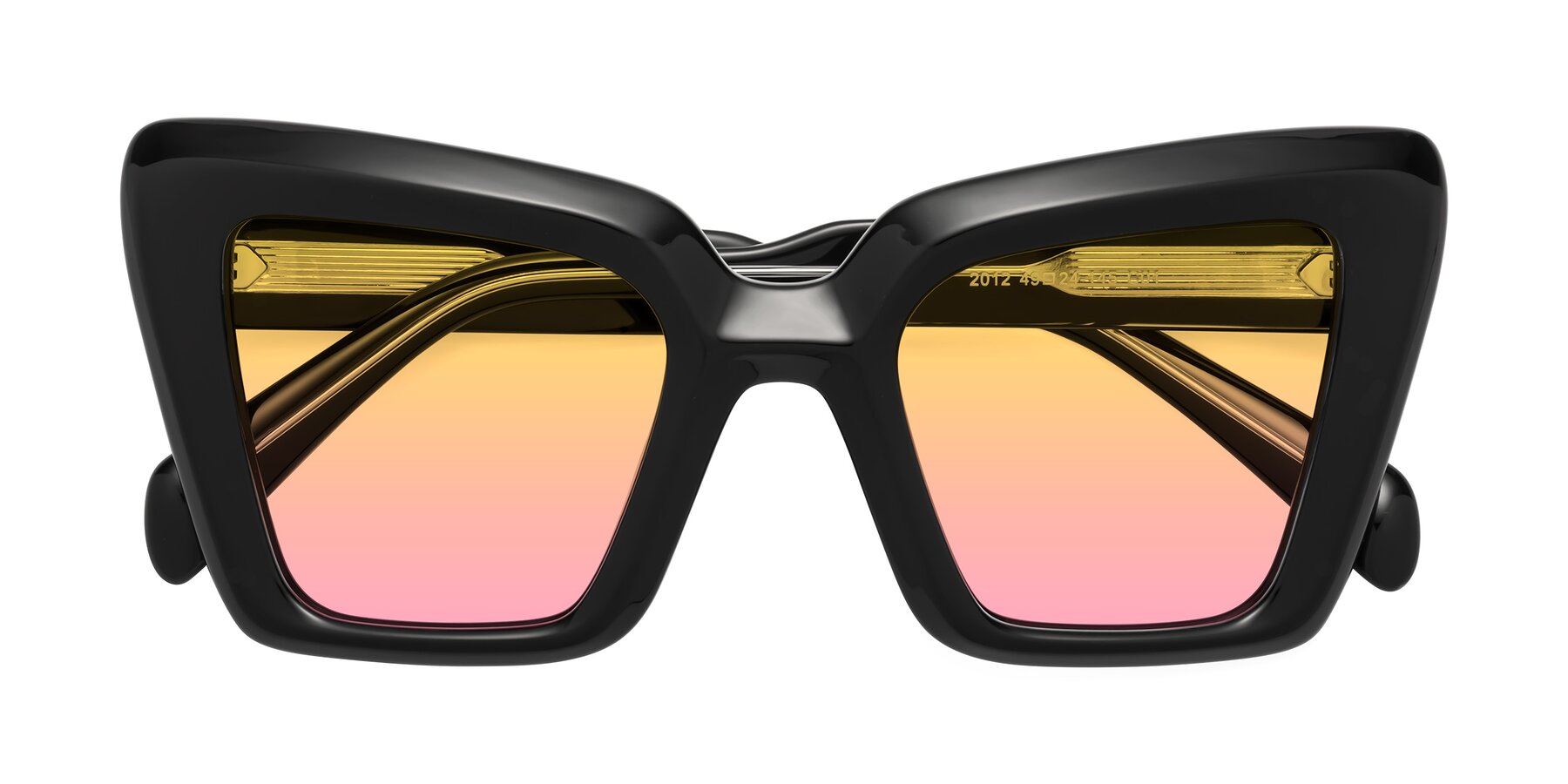Folded Front of Swan in Black with Yellow / Pink Gradient Lenses