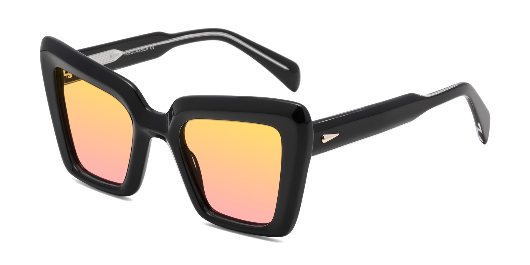 Angle of Swan in Black with Yellow / Pink Gradient Lenses