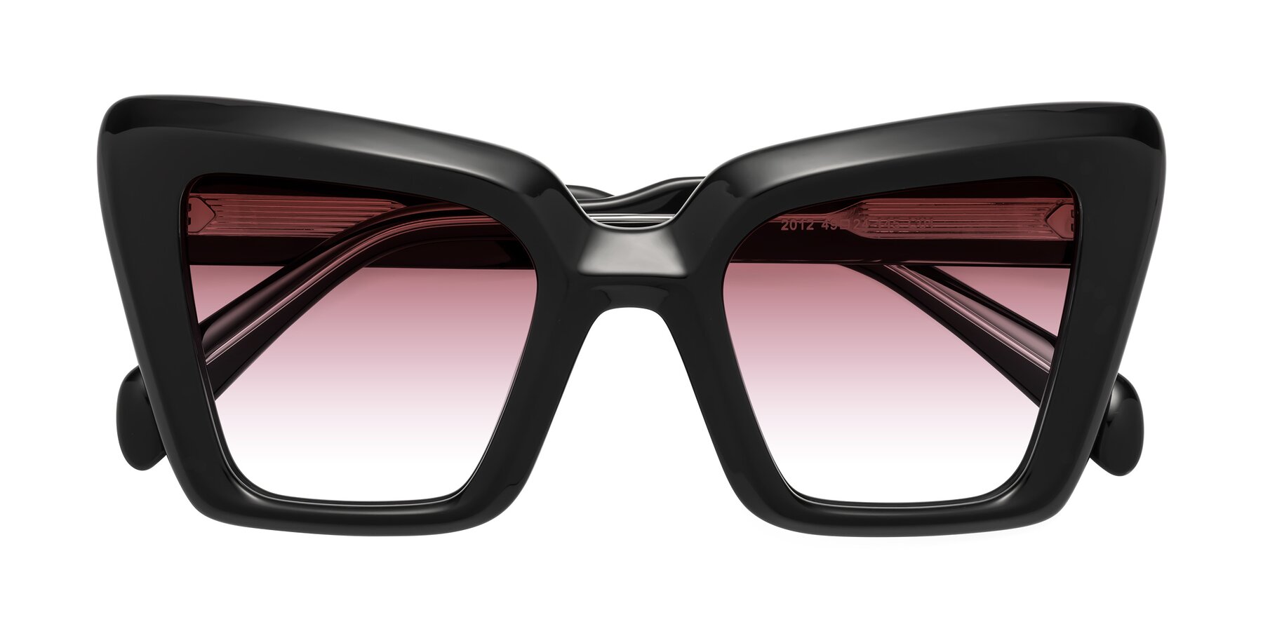 Folded Front of Swan in Black with Garnet Gradient Lenses