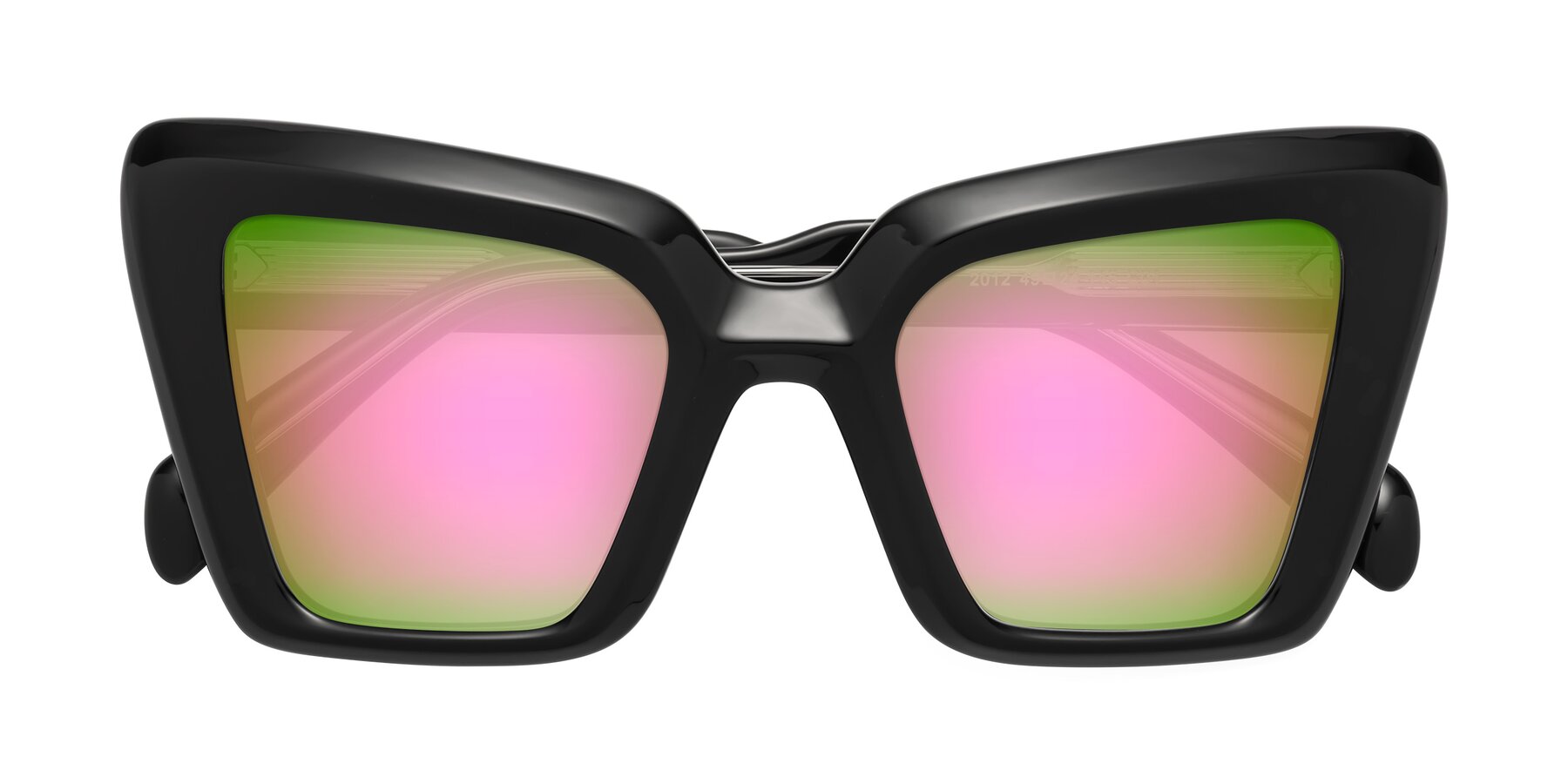 Folded Front of Swan in Black with Pink Mirrored Lenses