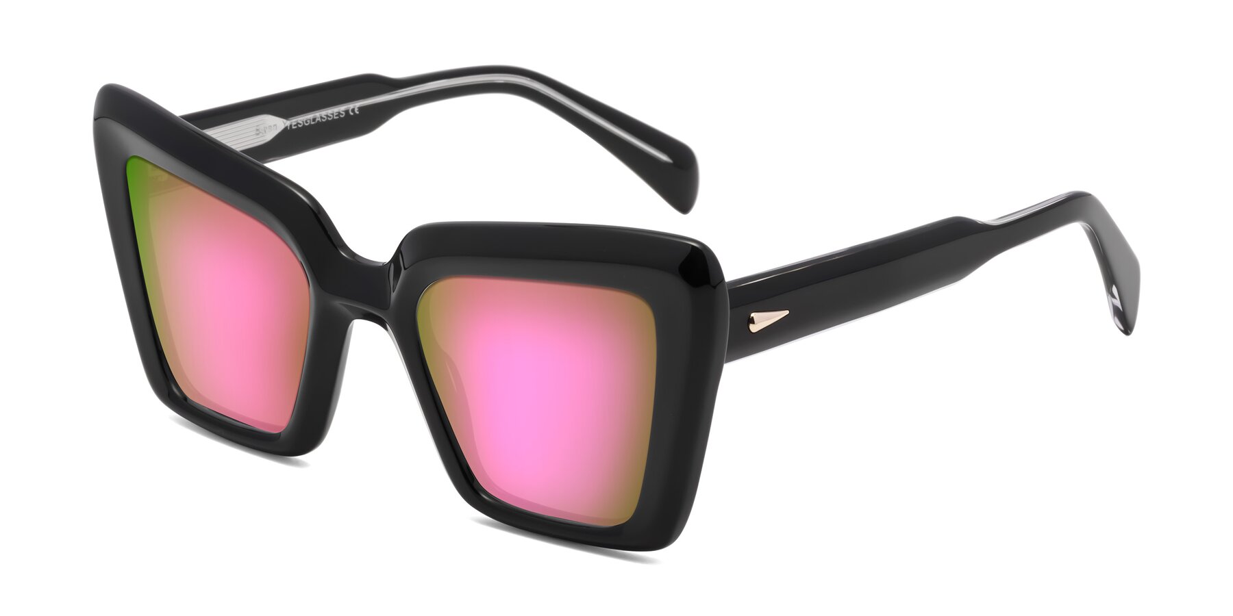 Angle of Swan in Black with Pink Mirrored Lenses