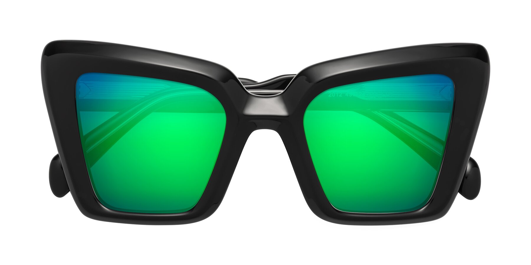 Folded Front of Swan in Black with Green Mirrored Lenses