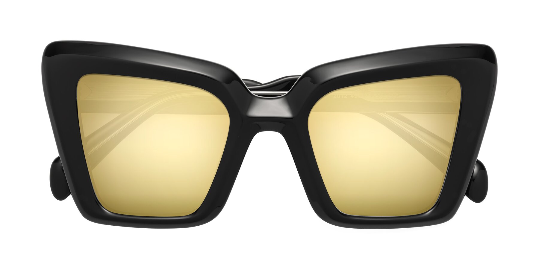 Folded Front of Swan in Black with Gold Mirrored Lenses