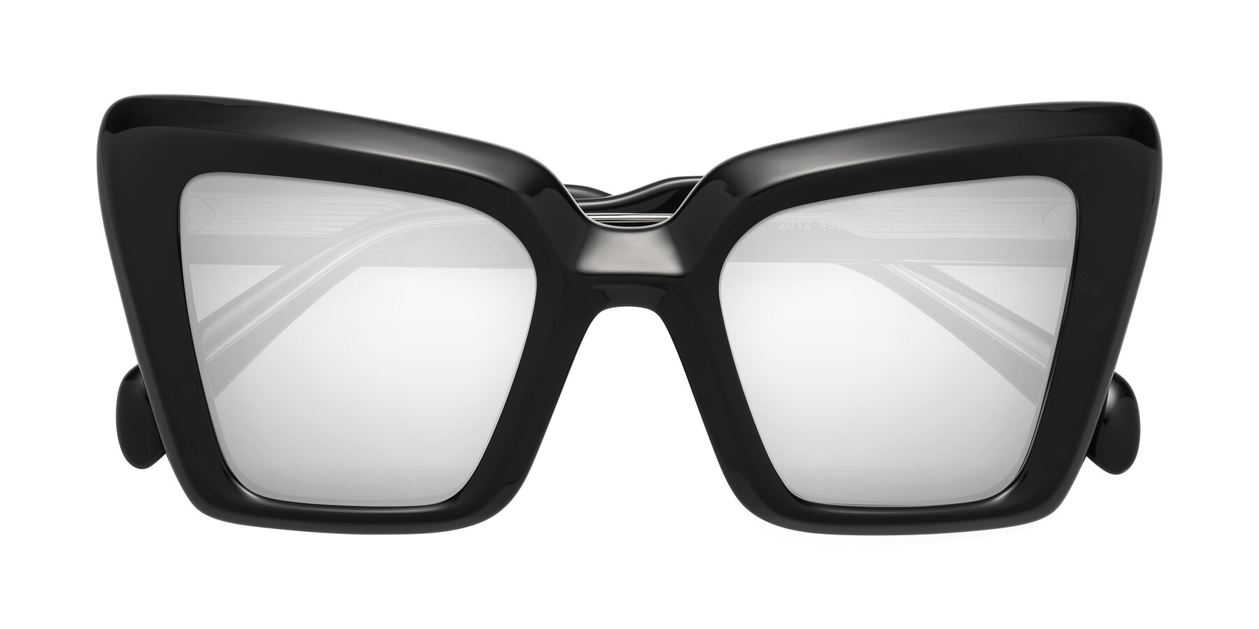 Folded Front of Swan in Black with Silver Mirrored Lenses