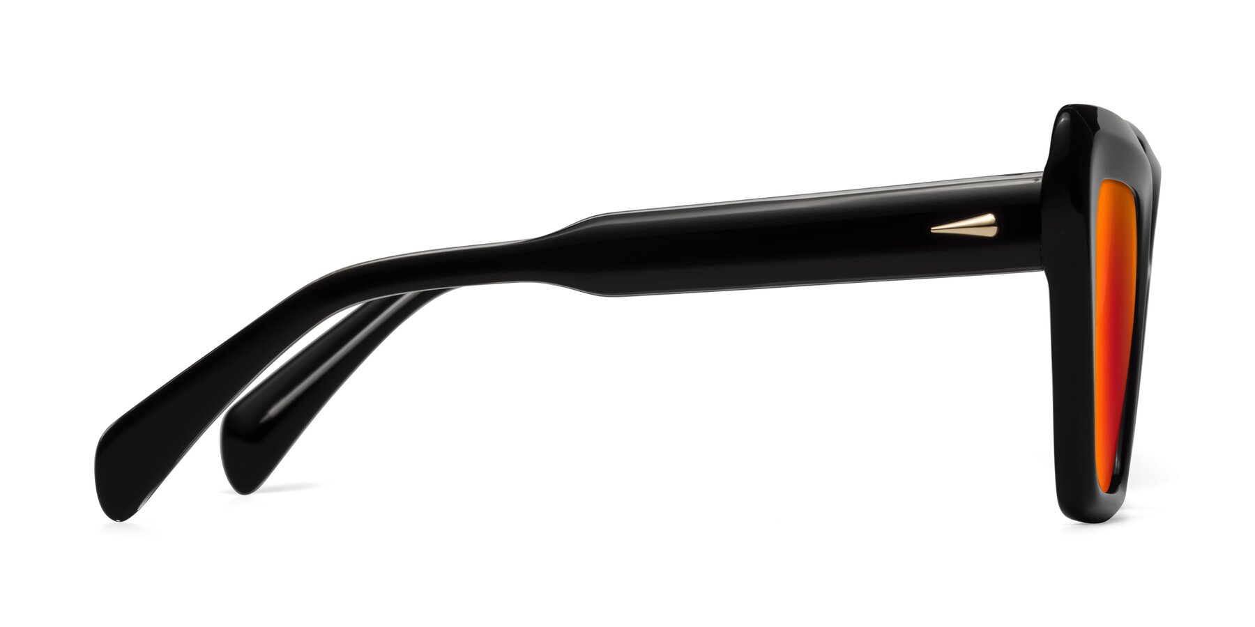 Side of Swan in Black with Red Gold Mirrored Lenses