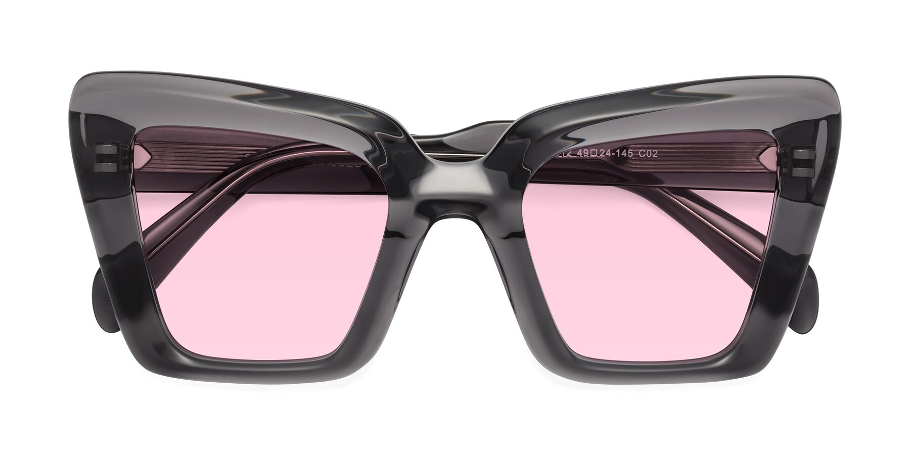 Folded Front of Swan in Transparent Gray with Light Pink Tinted Lenses