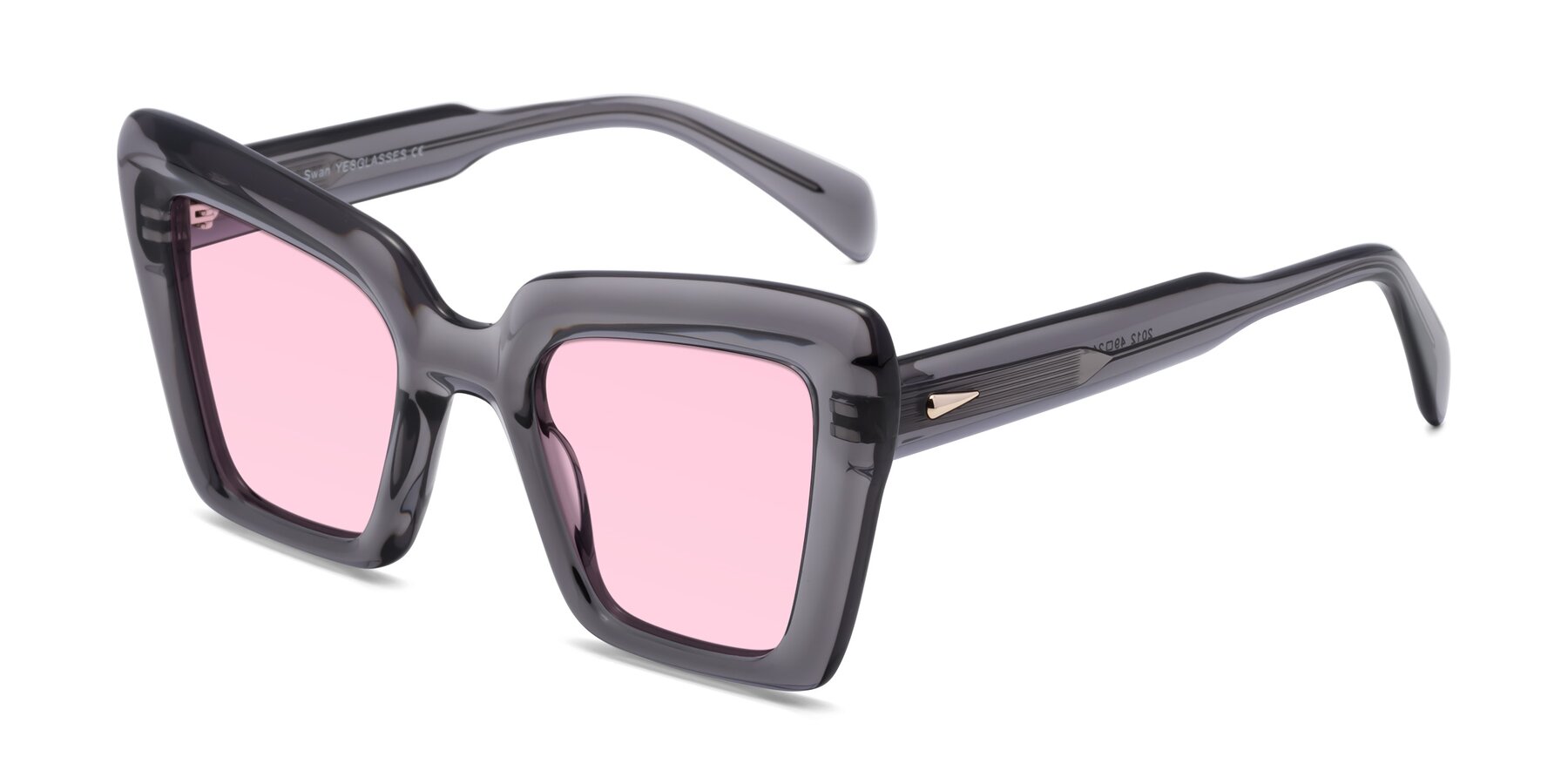 Angle of Swan in Transparent Gray with Light Pink Tinted Lenses