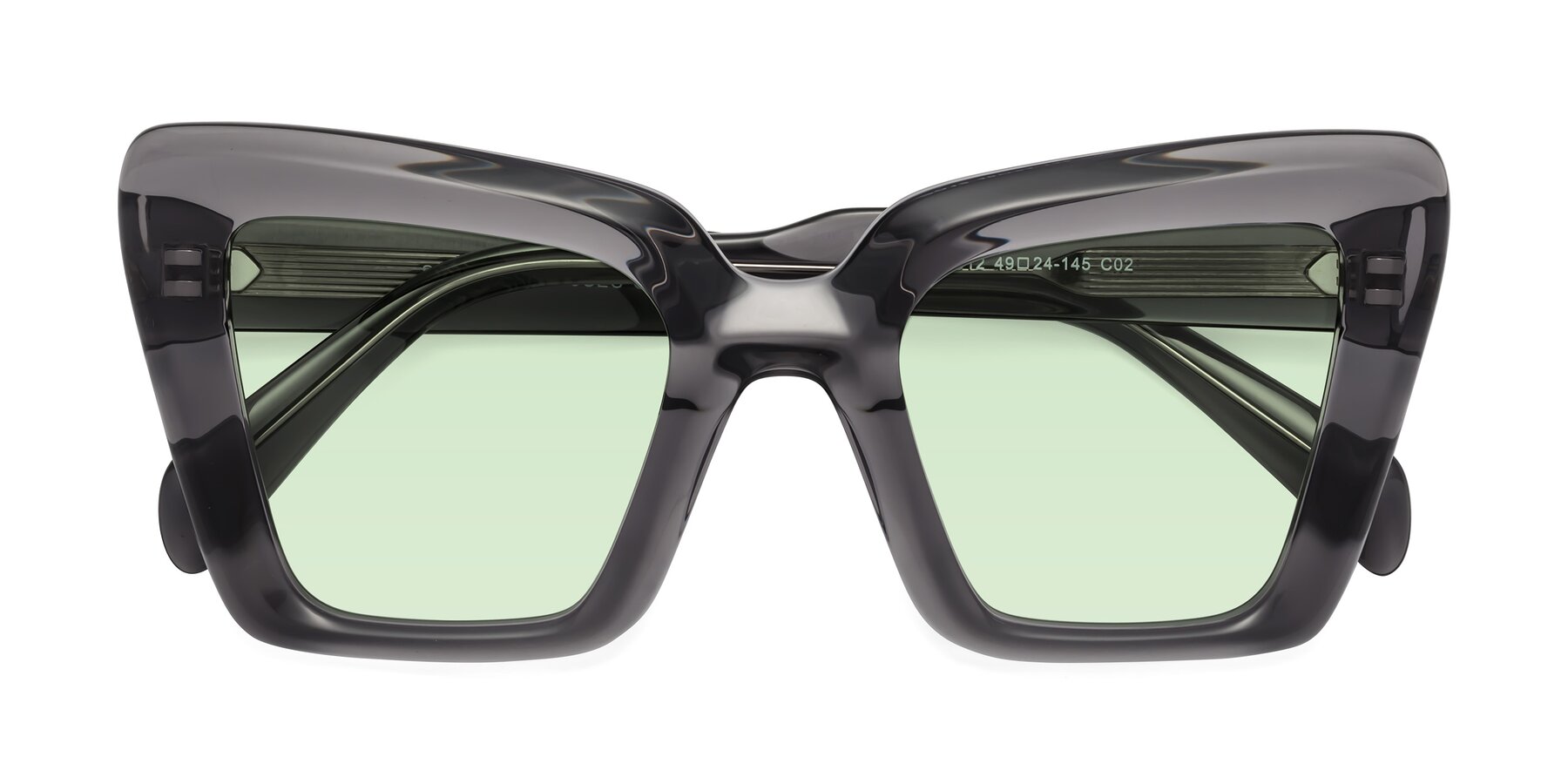 Folded Front of Swan in Transparent Gray with Light Green Tinted Lenses