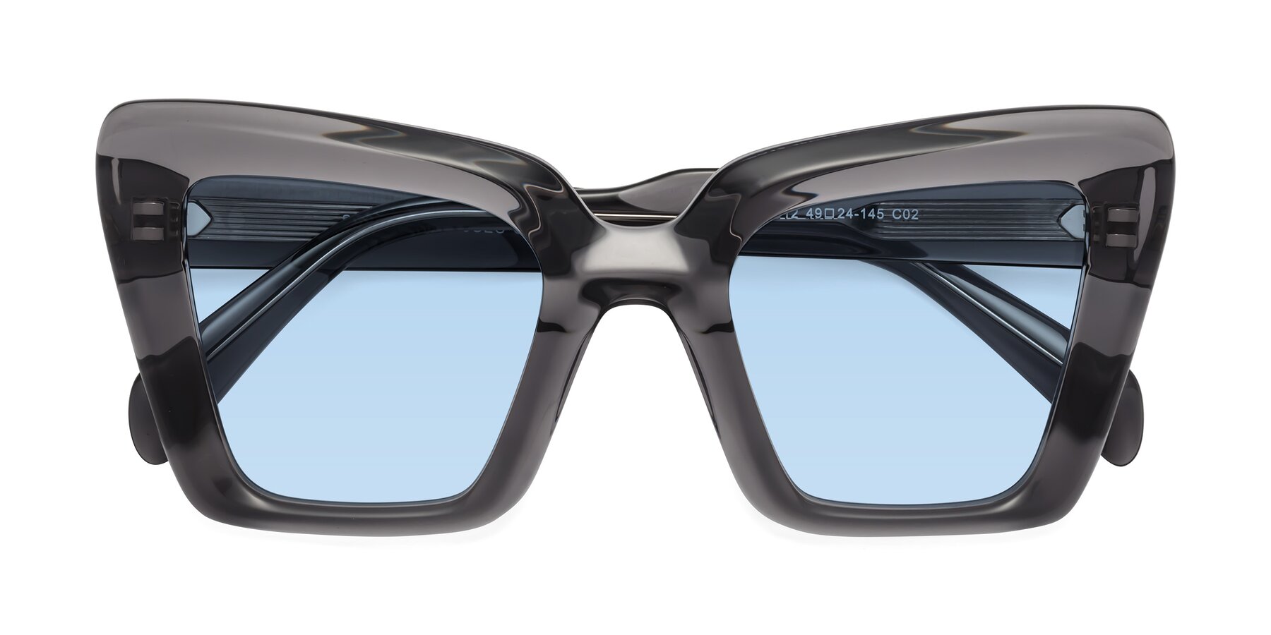 Folded Front of Swan in Transparent Gray with Light Blue Tinted Lenses