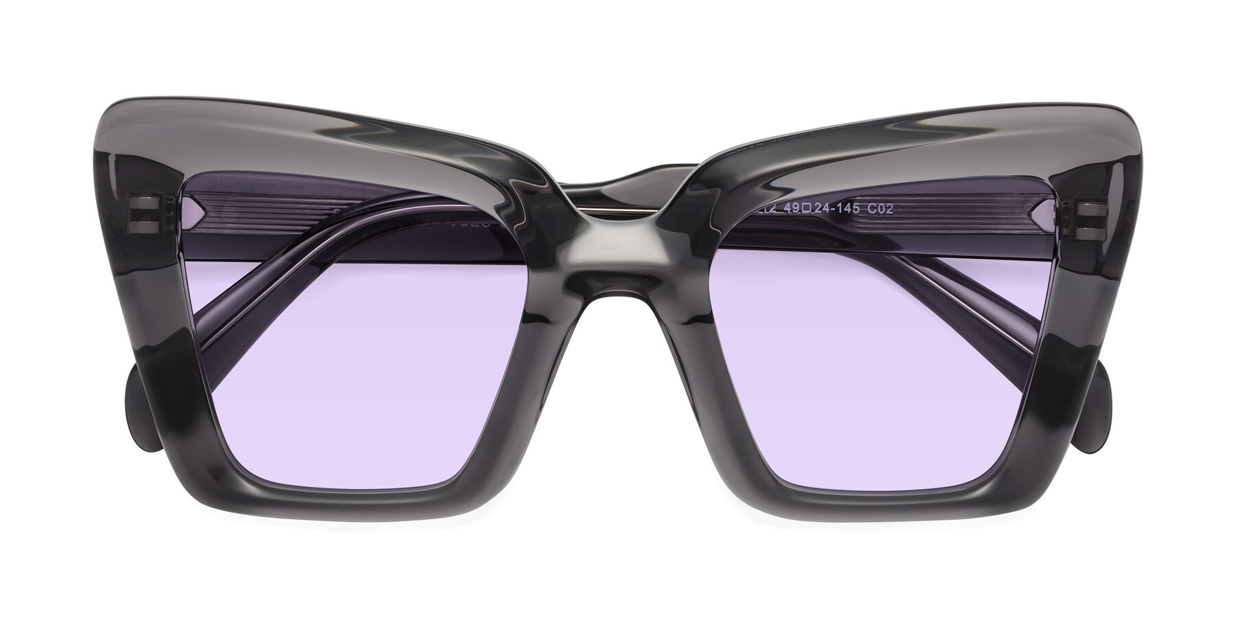 Folded Front of Swan in Transparent Gray with Light Purple Tinted Lenses