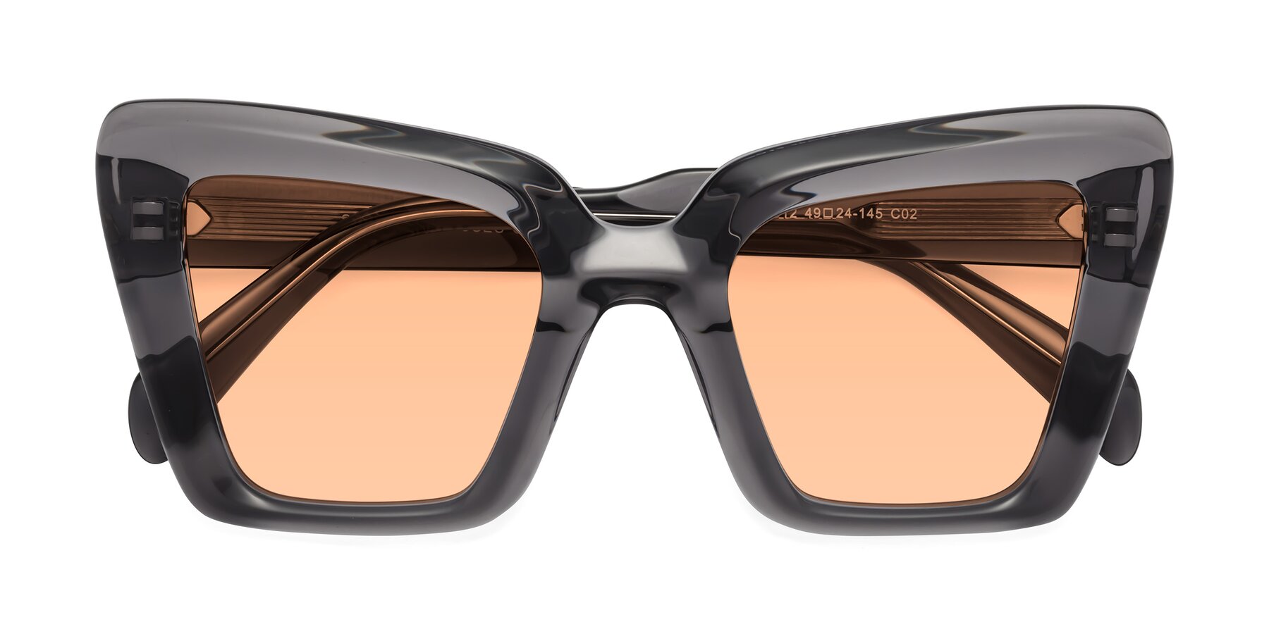 Folded Front of Swan in Transparent Gray with Light Orange Tinted Lenses