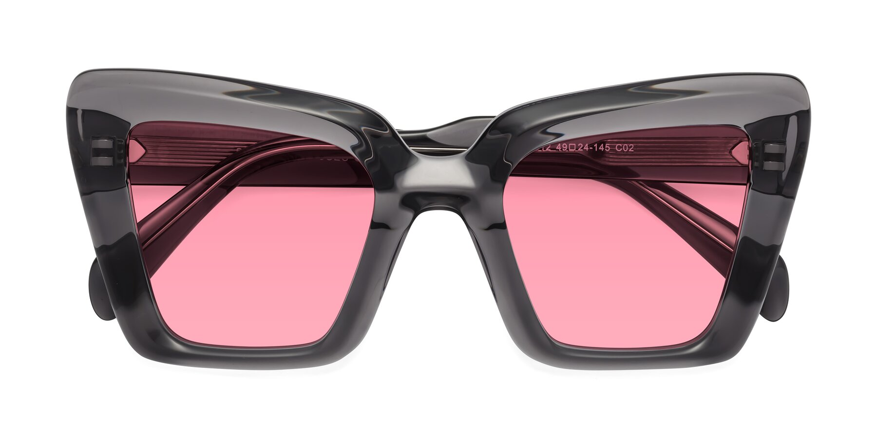 Folded Front of Swan in Transparent Gray with Pink Tinted Lenses