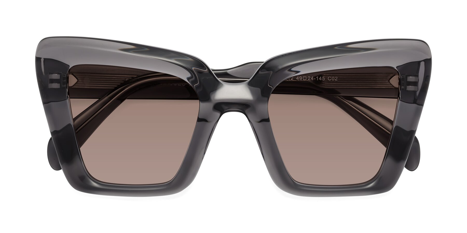 Folded Front of Swan in Transparent Gray with Medium Brown Tinted Lenses