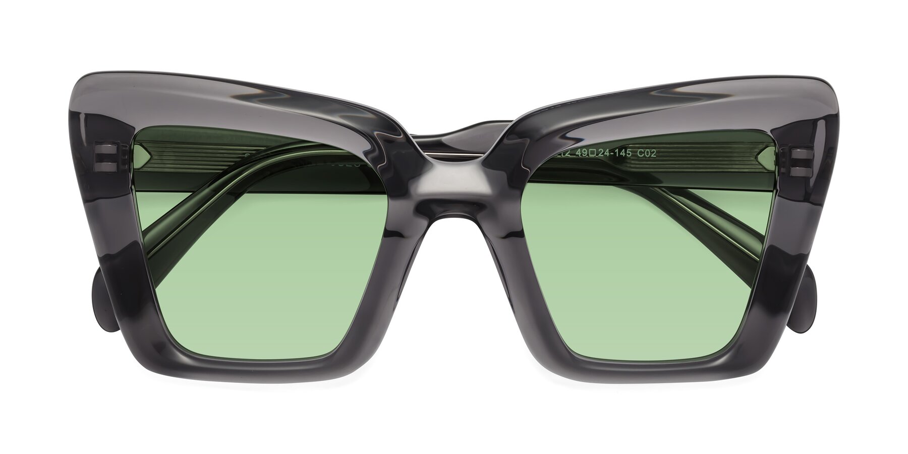 Folded Front of Swan in Transparent Gray with Medium Green Tinted Lenses