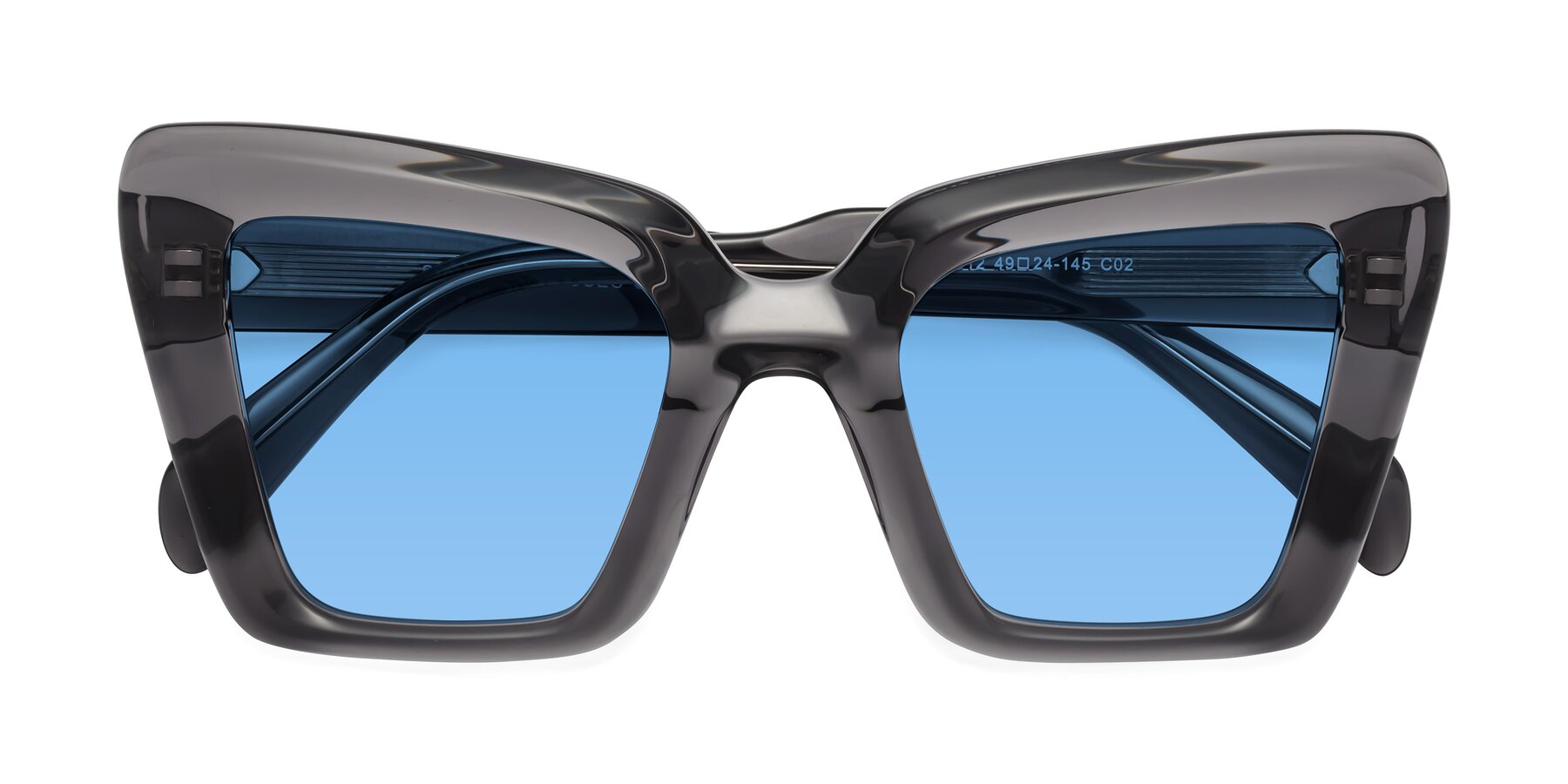 Folded Front of Swan in Transparent Gray with Medium Blue Tinted Lenses