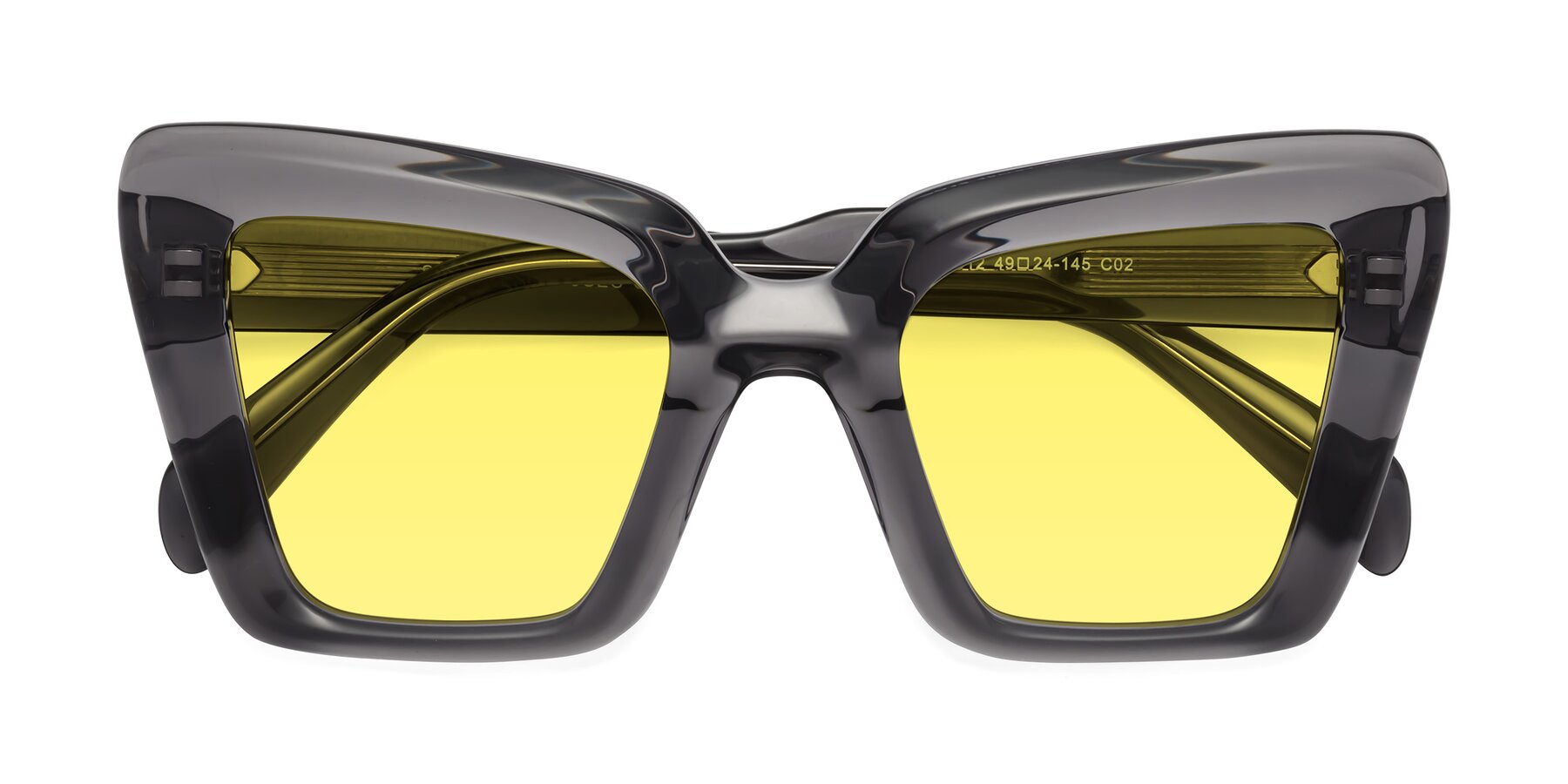 Folded Front of Swan in Transparent Gray with Medium Yellow Tinted Lenses