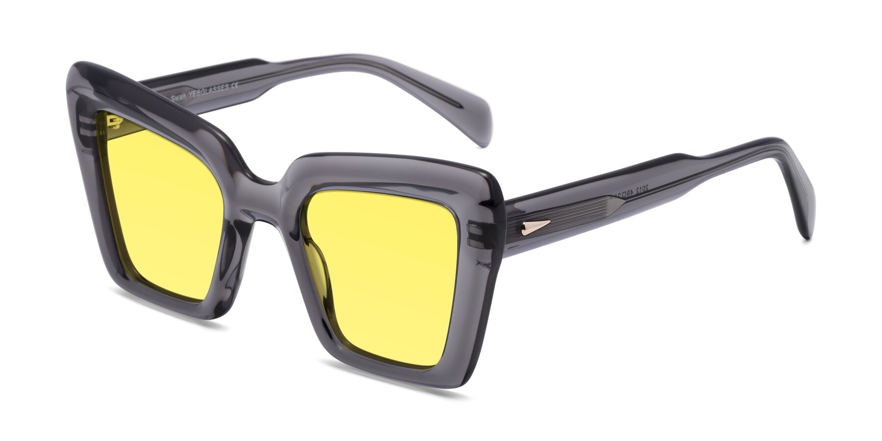 Angle of Swan in Transparent Gray with Medium Yellow Tinted Lenses