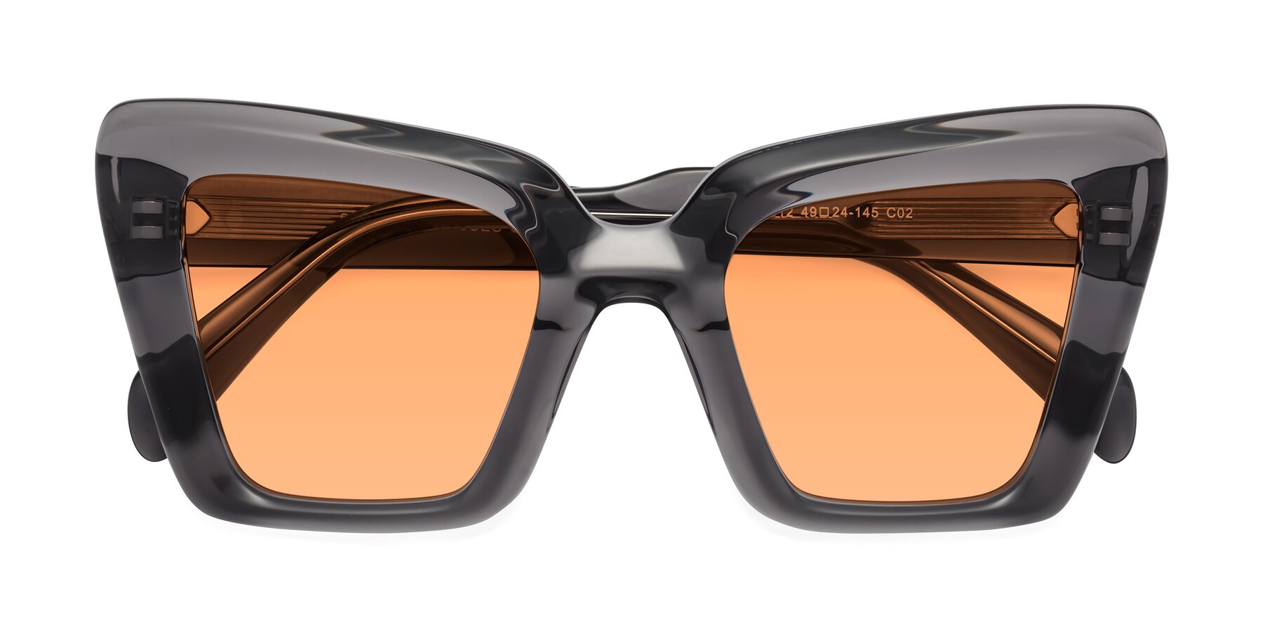 Folded Front of Swan in Transparent Gray with Medium Orange Tinted Lenses