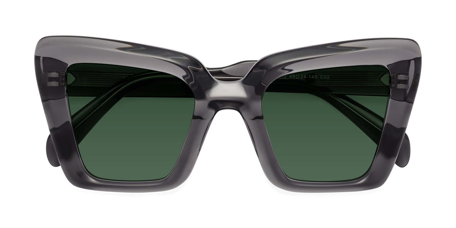 Folded Front of Swan in Transparent Gray with Green Tinted Lenses