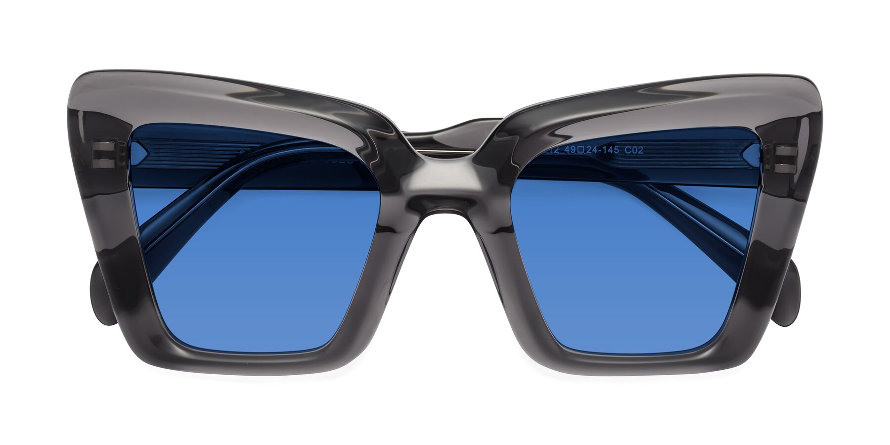 Folded Front of Swan in Transparent Gray with Blue Tinted Lenses