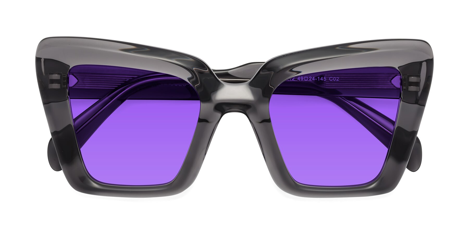 Folded Front of Swan in Transparent Gray with Purple Tinted Lenses